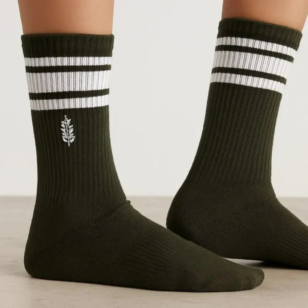 NWT FP Movement Logo Stripe Black Tube Socks